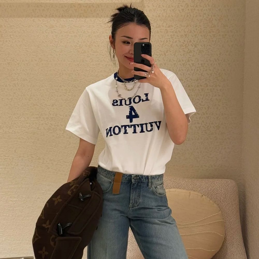 [루이비통] 클래식 데님 로고 체인 티셔츠