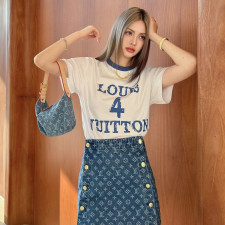 [루이비통] 클래식 데님 로고 체인 티셔츠