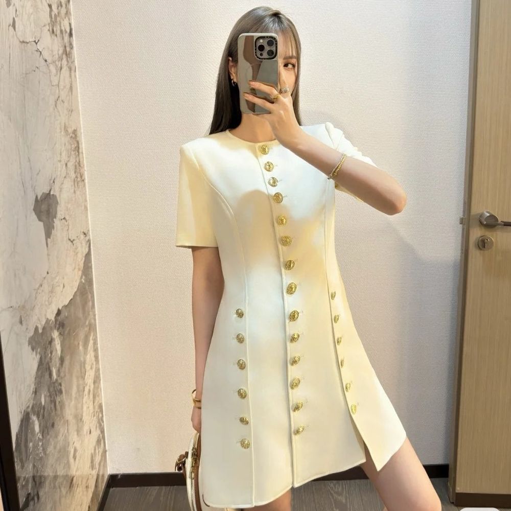 [루이비통] 로고 메탈릭 드레스