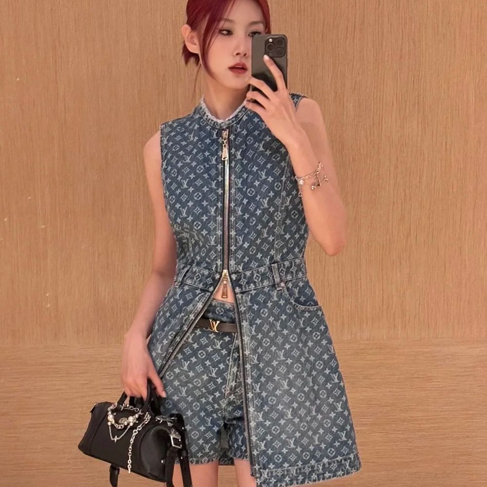 [루이비통] 데님 자가드 집업 드레스