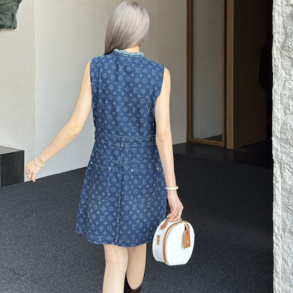 [루이비통] 데님 자가드 집업 드레스