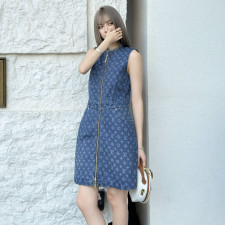 [루이비통] 데님 자가드 집업 드레스
