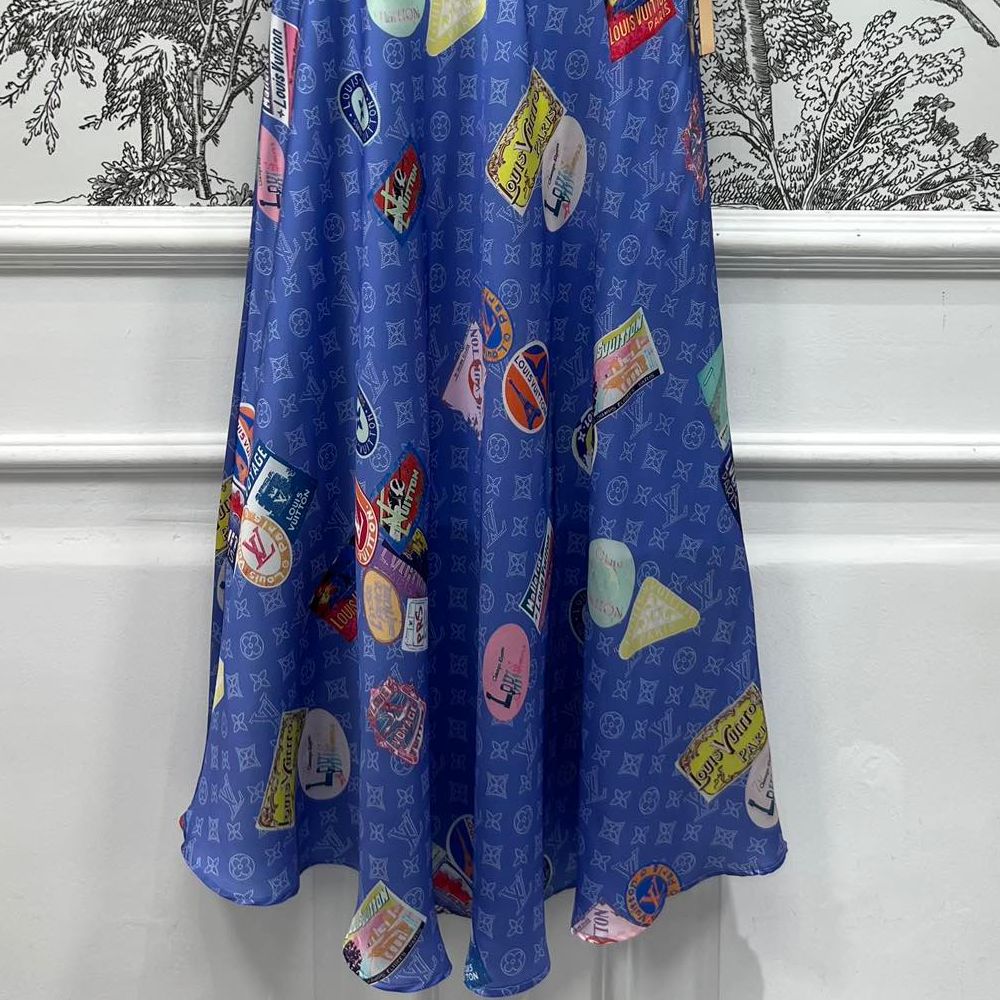 [루이비통] 포스터 프린트 롱스커트