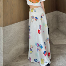 [루이비통] 포스터 프린트 롱스커트