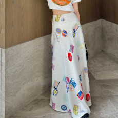 [루이비통] 포스터 프린트 롱스커트