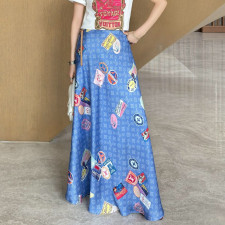 [루이비통] 포스터 프린트 롱스커트