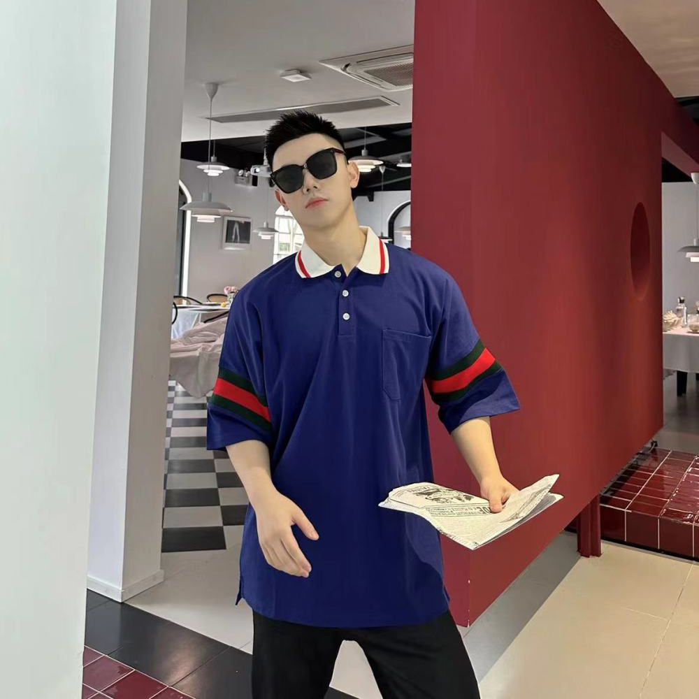 [구찌] 웹 코튼 저지 폴로 셔츠