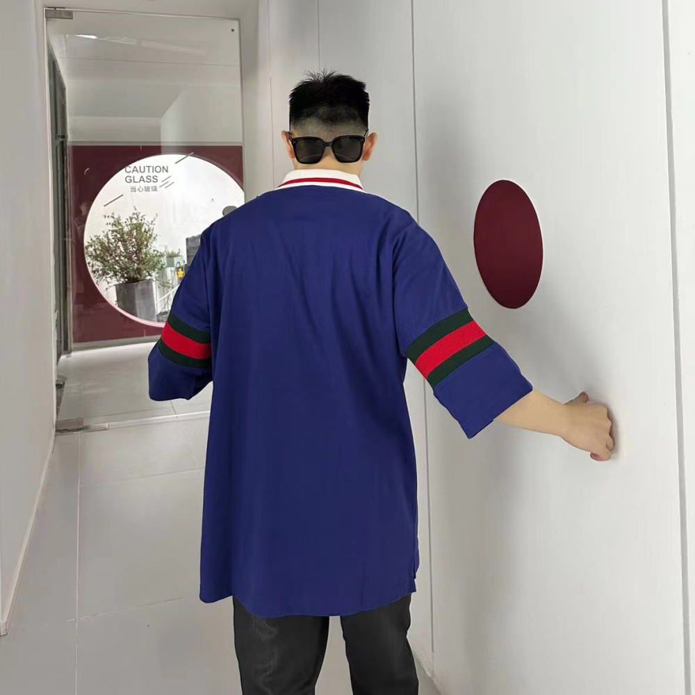 [구찌] 웹 코튼 저지 폴로 셔츠