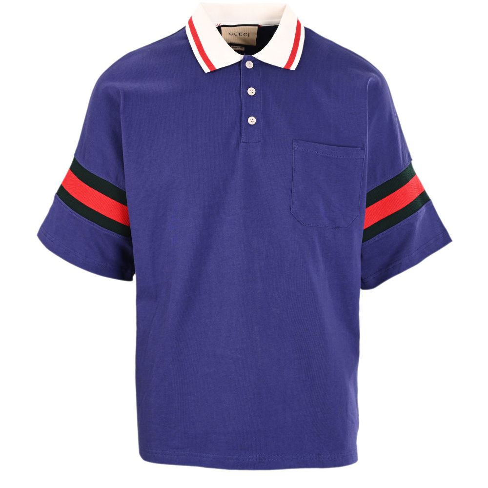 [구찌] 웹 코튼 저지 폴로 셔츠