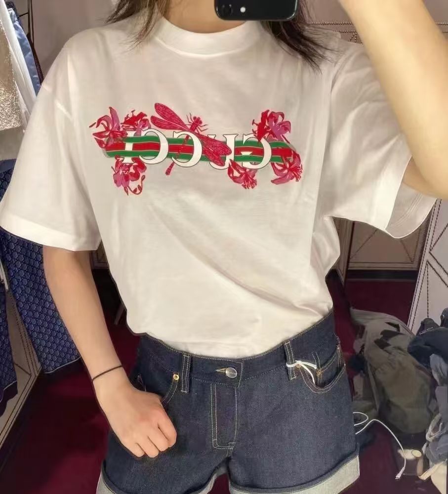 [구찌] 플로랄 벨트 프린트 티셔츠