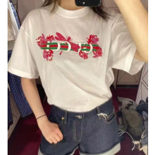 [구찌] 플로랄 벨트 프린트 티셔츠