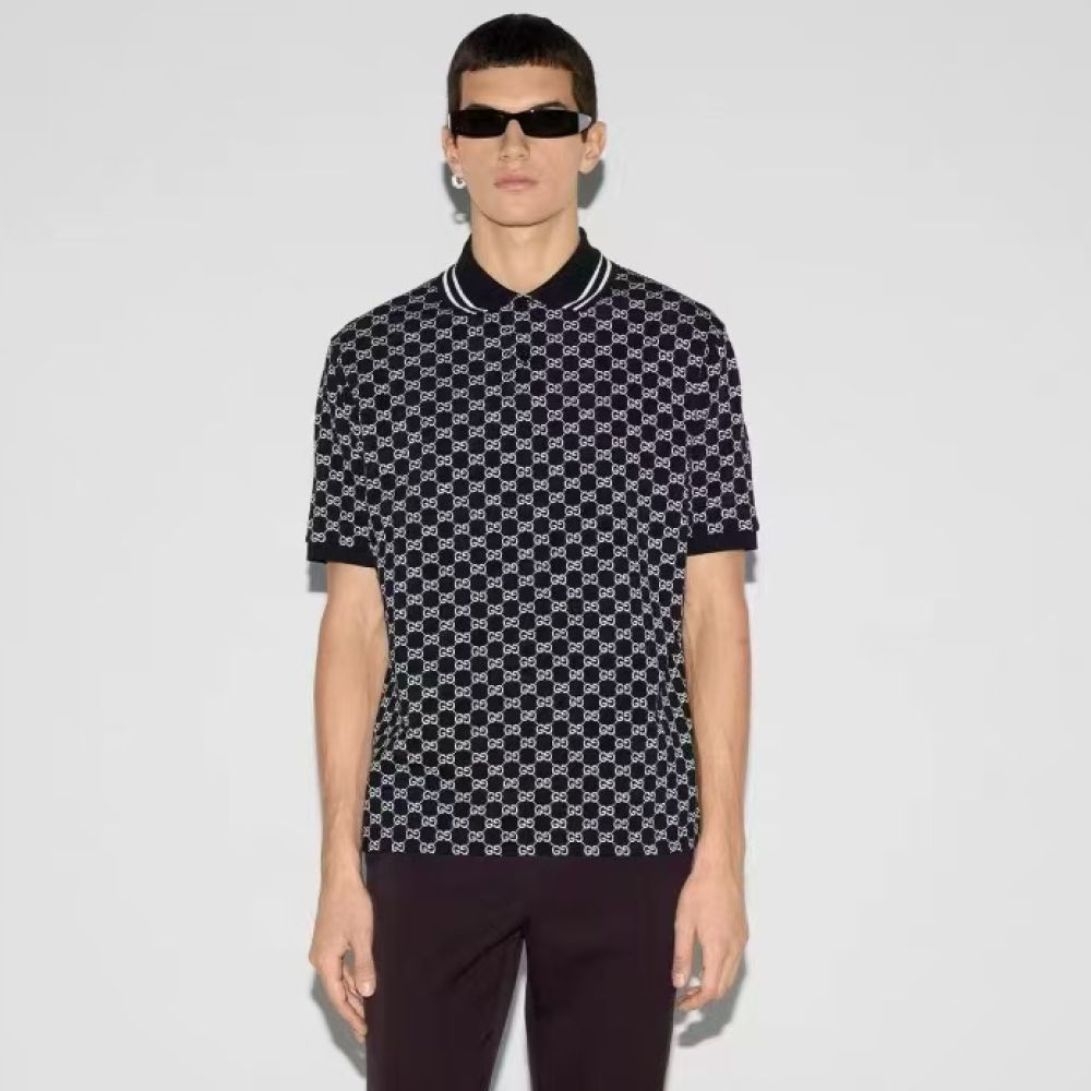 [구찌] 풀로고 프린트 자가드 폴로 셔츠