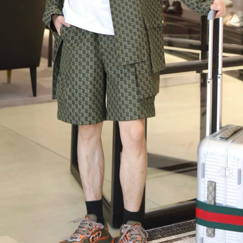 [구찌] 그린 더블 G 자가드 쇼츠