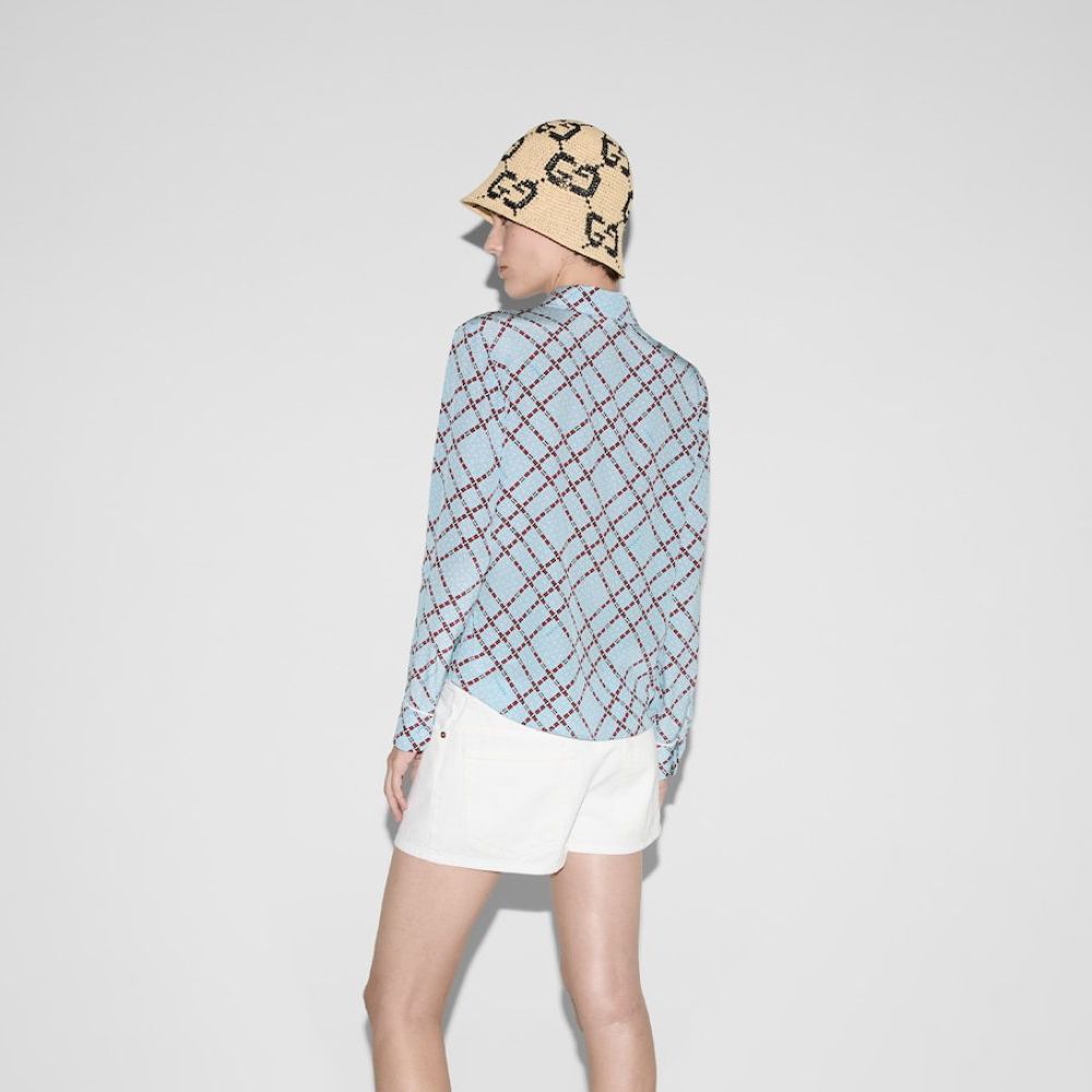 [구찌] 아쿠아마린 프린트 셔츠