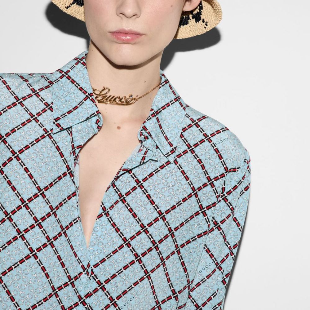 [구찌] 아쿠아마린 프린트 셔츠