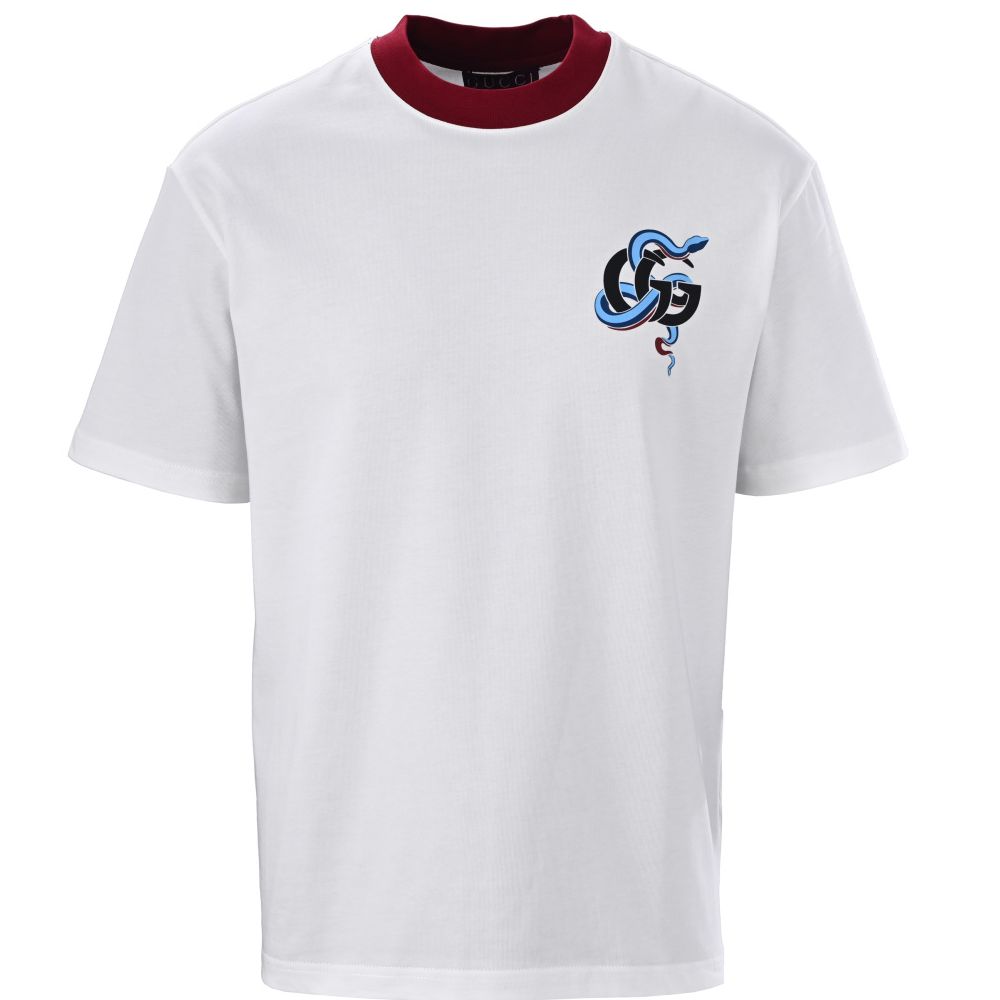 [구찌] 블루 스네이크 프린트 티셔츠