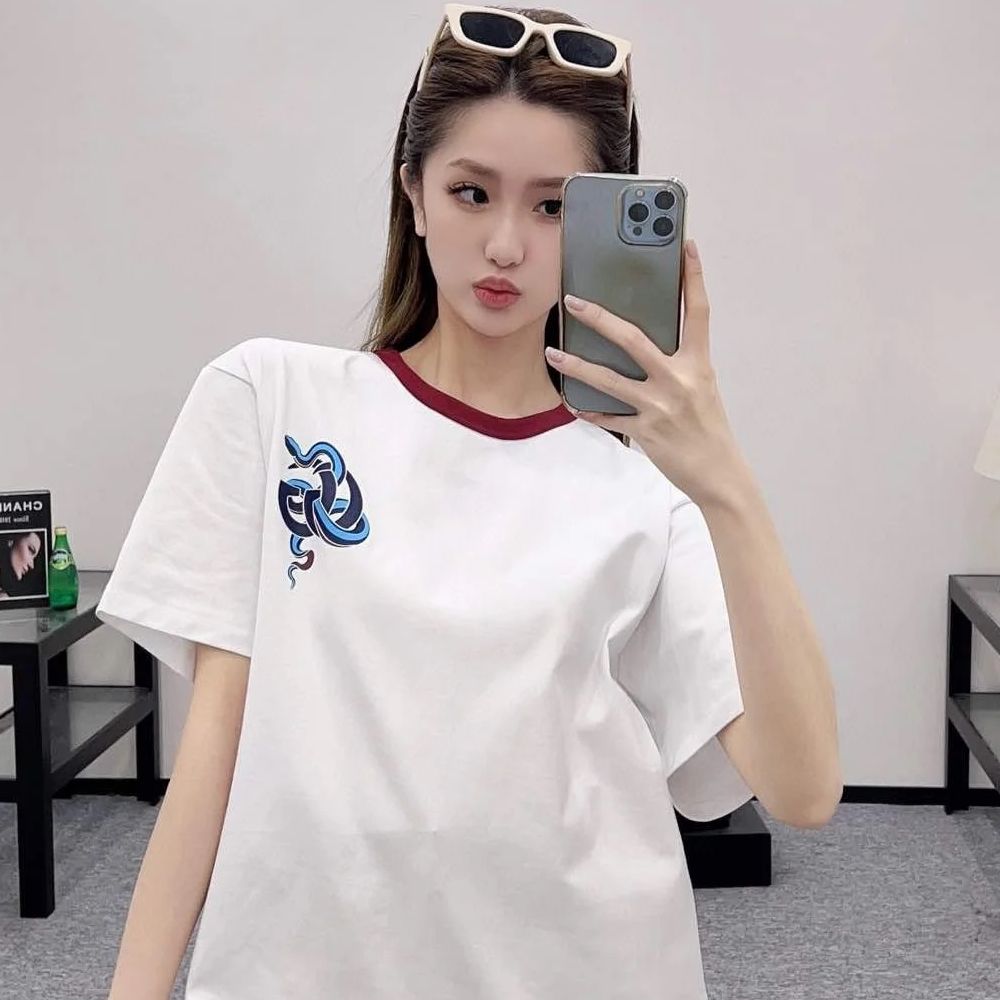 [구찌] 블루 스네이크 프린트 티셔츠