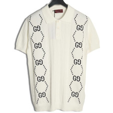 [구찌] 더블 G 케이블 니트 폴로 셔츠