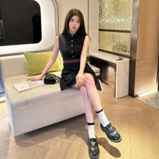 [구찌] 폴로넥 슬리브리스 원피스