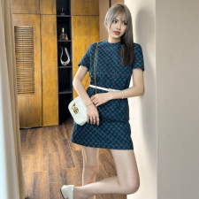 [구찌] 더블 G 자가드 데님 원피스