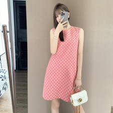 [구찌] 핑크 더블 자가드 슬리브리스 원피스