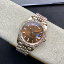 [롤렉스] 롤렉스 데이데이트 40MM 228239 프레지던트 로즈골드 브라운 다이얼 Cubic bezel (큐빅 베젤) Rolex DayDate