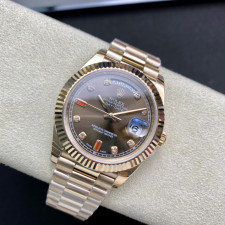[롤렉스] 롤렉스 데이데이트 40MM 228239 프레지던트 로즈골드 다크브라운 다이얼 8 포인트 Fluted bezel (플루티드 베젤) Rolex DayDate