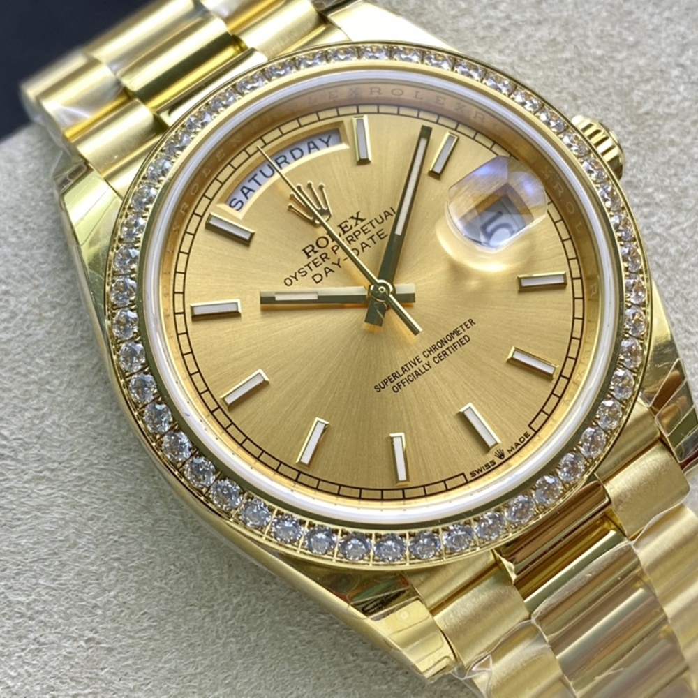 [롤렉스] 롤렉스 데이데이트 40MM 228239 프레지던트 엘로우골드 다이얼 Cubic bezel (큐빅 베젤) Rolex DayDate