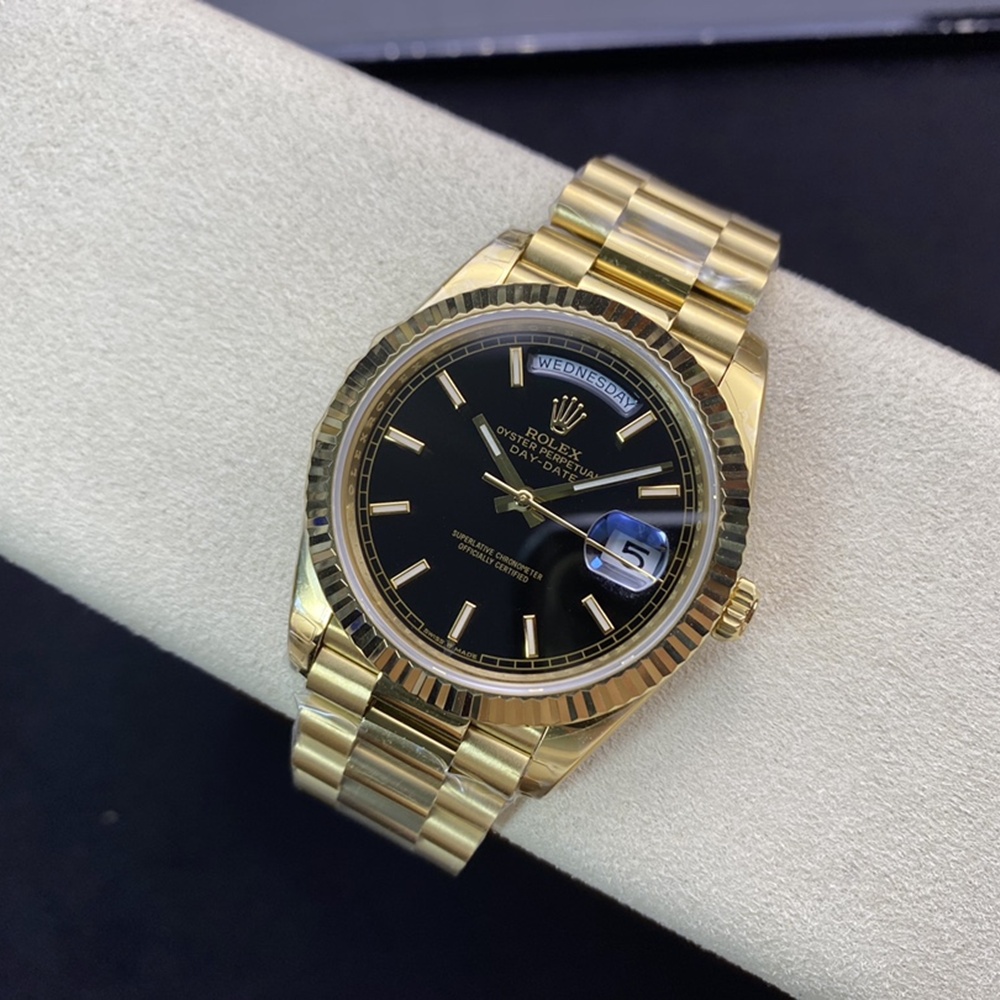 [롤렉스] 롤렉스 데이데이트 36/40mm 228239 프레지던트 엘로우골드 블랙 다이얼 Fluted bezel (플루티드 베젤) Rolex DayDate