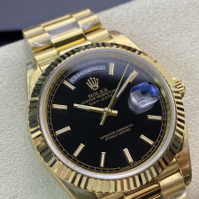 [롤렉스] 롤렉스 데이데이트 36/40mm 228239 프레지던트 엘로우골드 블랙 다이얼 Fluted bezel (플루티드 베젤) Rolex DayDate