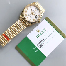 [롤렉스] 롤렉스 데이데이트 36/40mm 128238 엘로우골드 로만 화이트 다이얼 Fluted bezel (플루티드 베젤) Rolex DayDate