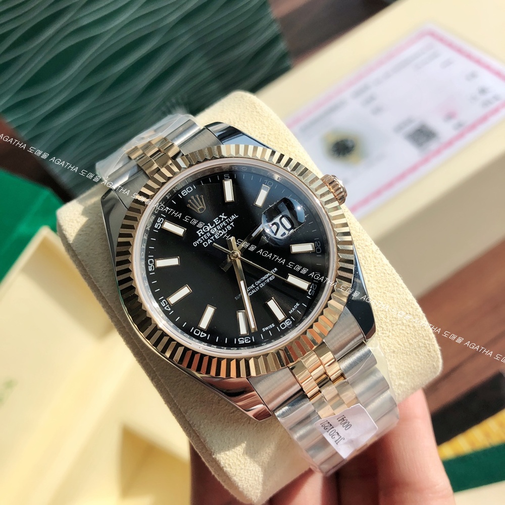[롤렉스]  ROLEX DATEJUST 36/41mm 126331 데이저스트 로즈골드 콤비 인덱스 블랙 다이얼 쥬빌레/오이스트(Jubilee)밴드