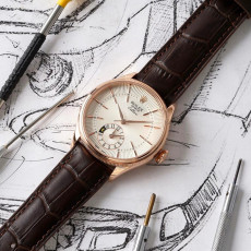 [롤렉스] ROLEX Cellini 듀얼 타임 로즈골드 화이트 다이얼  50529 셀리니 레더밴드