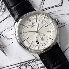 [롤렉스] ROLEX Cellini 듀얼 타임 실버 화이트 다이얼  50529 셀리니 레더밴드