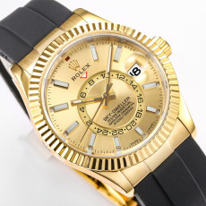 [롤렉스] Rolex Skydweller 롤렉스 스카이드웰러 4326934-38 42mm 인덱스 엘로우 골드 다이얼 러버밴드