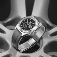 [롤렉스] Rolex Skydweller 롤렉스 스카이드웰러 4326934-38 42mm 실버 인덱스 블랙 다이얼 러버밴드