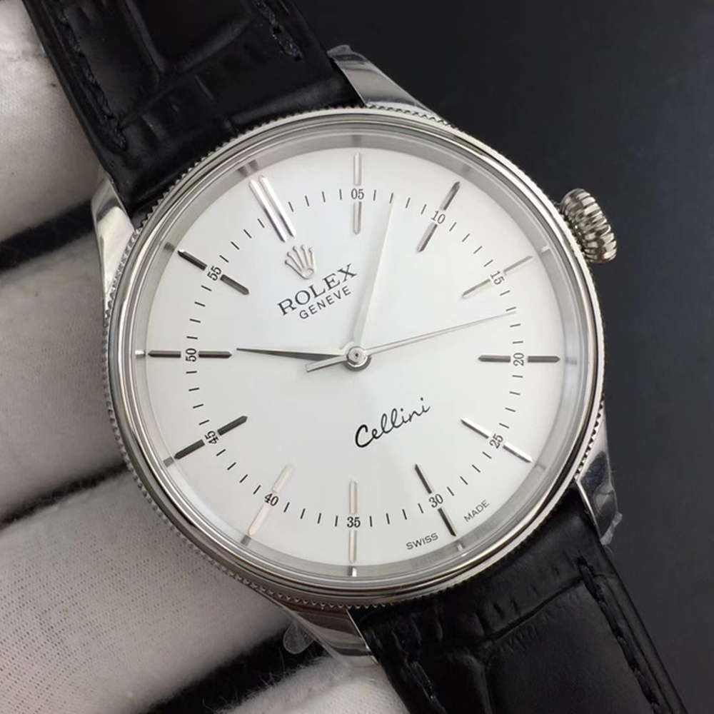 [롤렉스] ROLEX Cellini time 50505 white 셀리니 화이트 다이얼 40mm 레더스트렙