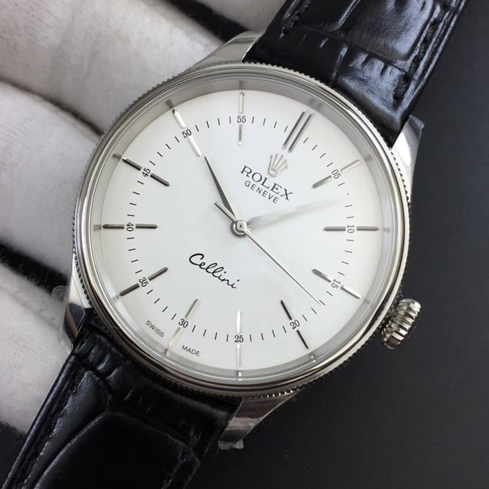 [롤렉스] ROLEX Cellini time 50505 white 셀리니 화이트 다이얼 40mm 레더스트렙