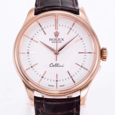 [롤렉스] ROLEX Cellini time 50505 white 셀리니 로즈골드 화이트 다이얼 40mm 레더스트렙