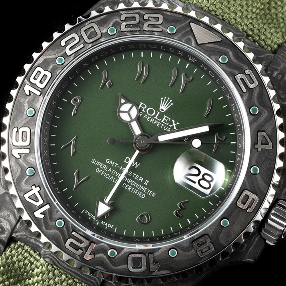 [롤렉스] 롤렉스 GMT-마스터 II DiW (Designa Individual Watches) 커스터마이징 DiW GMT 마스터 II 오아시스 40mm 카본 나일론밴드