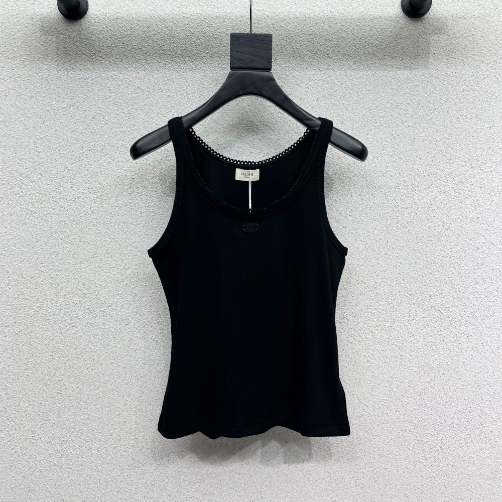 [셀린느] 스몰 로고 자수 레이스 슬리브리스