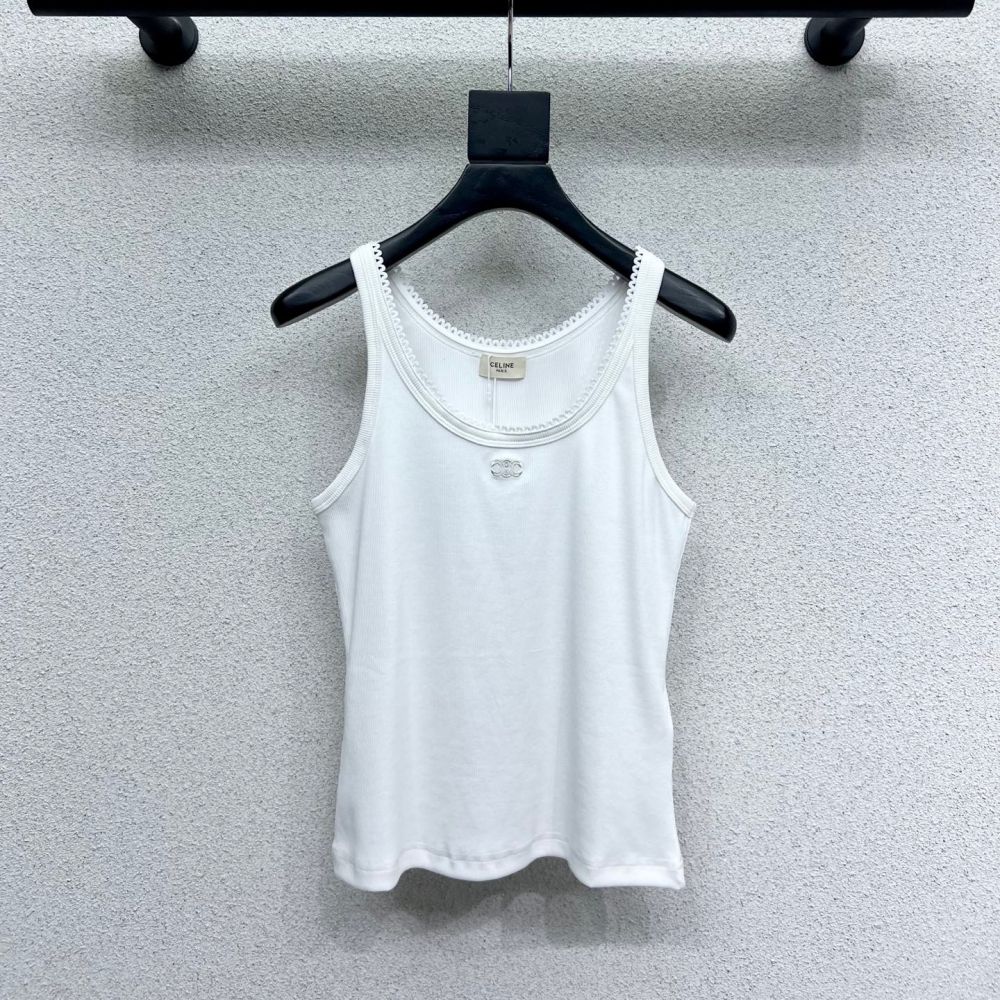 [셀린느] 스몰 로고 자수 레이스 슬리브리스