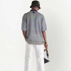 [프라다] PRADA 스트라이프 니트 폴로 티셔츠