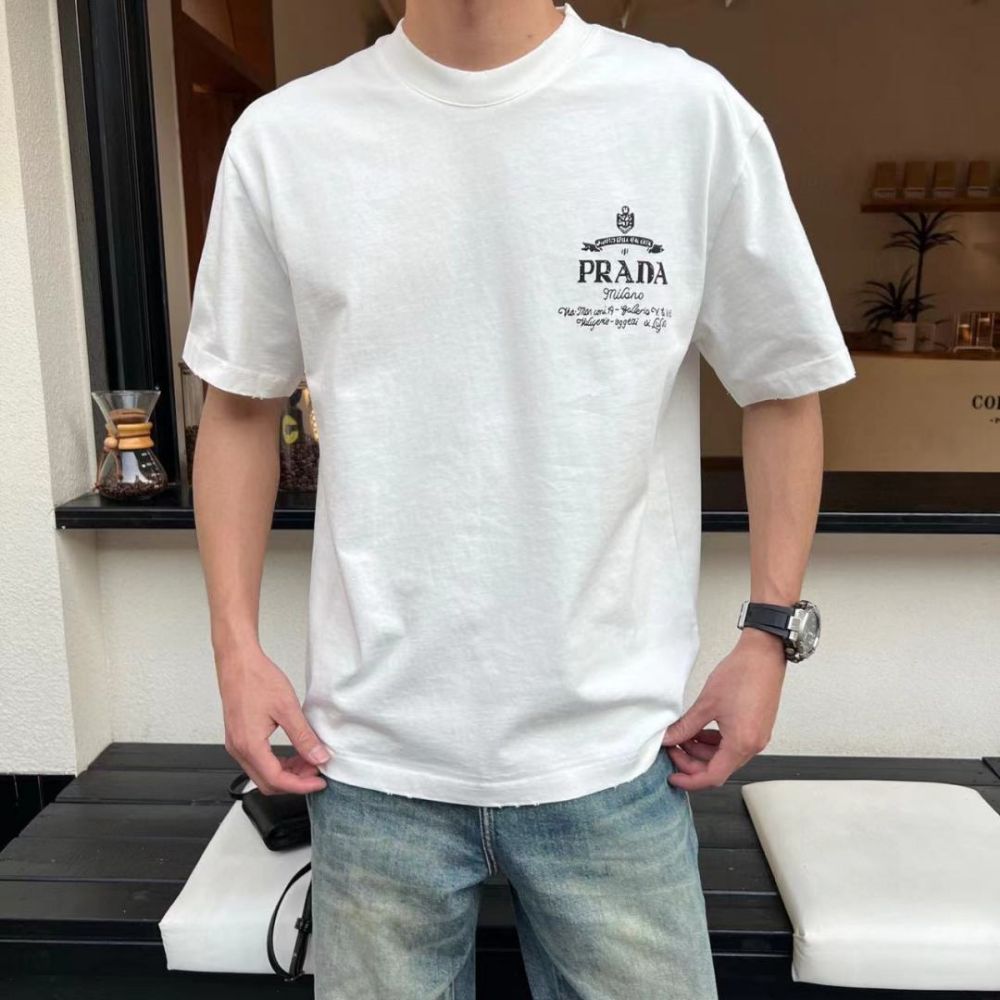 [프라다] PRADA 베이직 로고 프린트 티셔츠