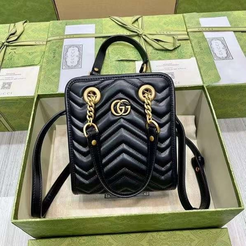 [GUCCI] 구찌 GG 마몽 마틀라세 미니 토트백 ‎가로 18cm 세로 15cm 폭 8cm