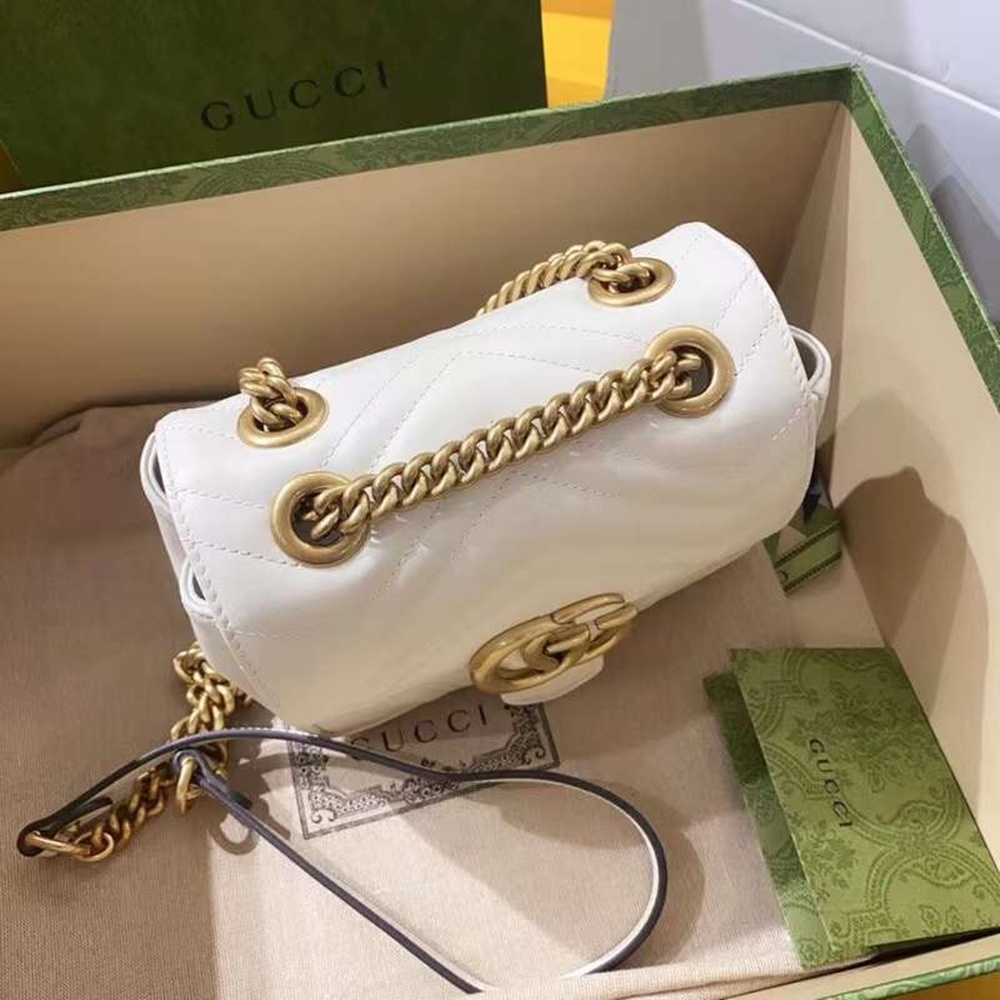[GUCCI] 구찌 마몽 탑 마틀라세 크로스 백 - GUCCI GG Marmont matelass leather mini bag 18 x 15 x 8cm