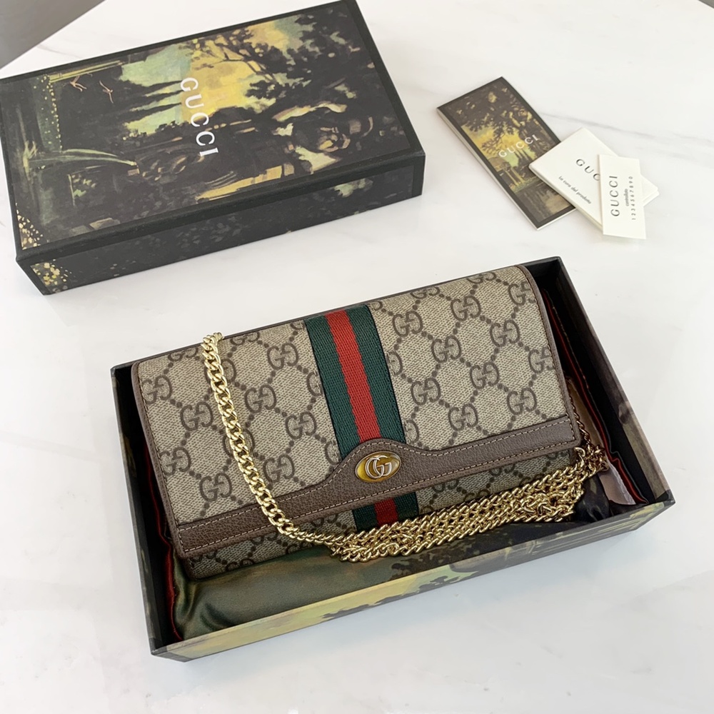 [GUCCI] 구찌 546592 오피디아 GG 체인 장지갑 겸 크로스백 가로 19cm x 세로 10cm x 폭 3