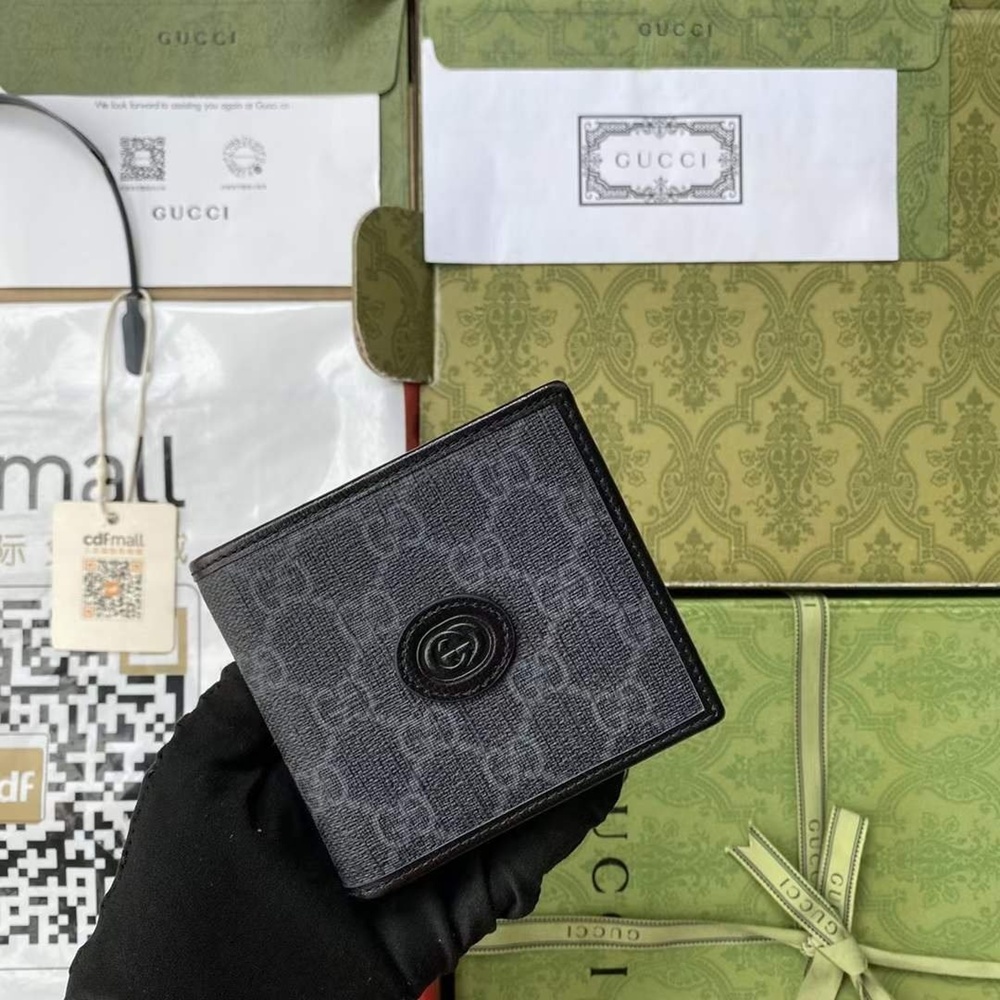 [GUCCI] 구찌 GG 수프림 인터로킹 플랩포켓 반지갑 - GUCCI Interlocking  Wallet 11 × 9 × 2cm