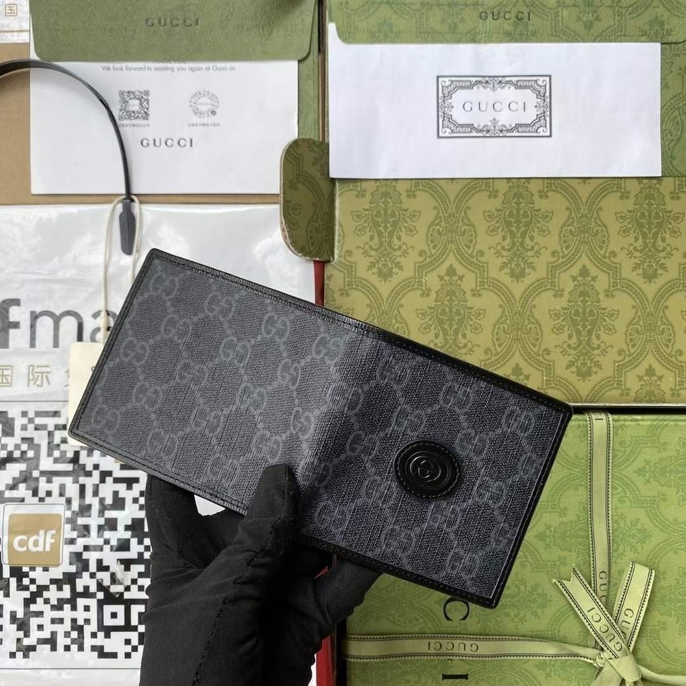 [GUCCI] 구찌 GG 수프림 인터로킹 플랩포켓 반지갑 - GUCCI Interlocking  Wallet 11 × 9 × 2cm