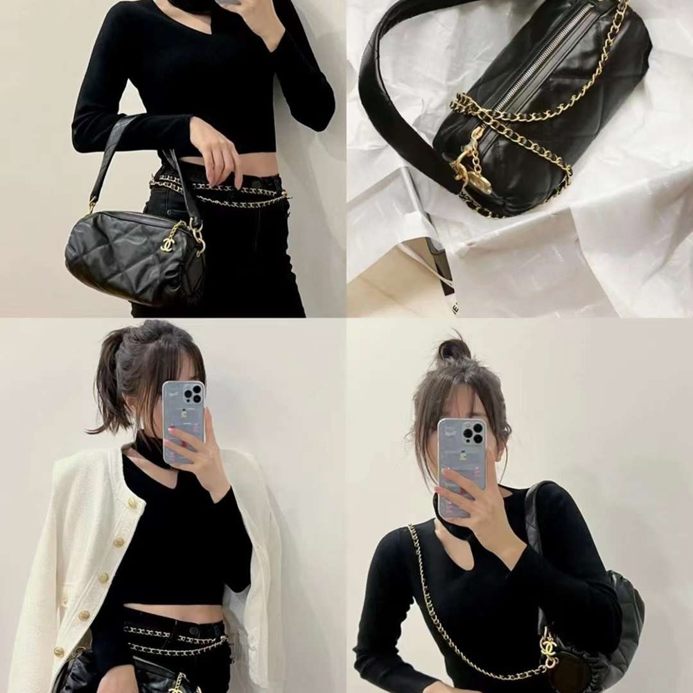 [CHANEL] CHANEL LOGO Calfskin CC Logo Flap Vintage Shoulder Bag - 카프스킨 퀼팅 COCO로고 빈티지 체인 숄더백 25 x 10.5 x 10.5 cm